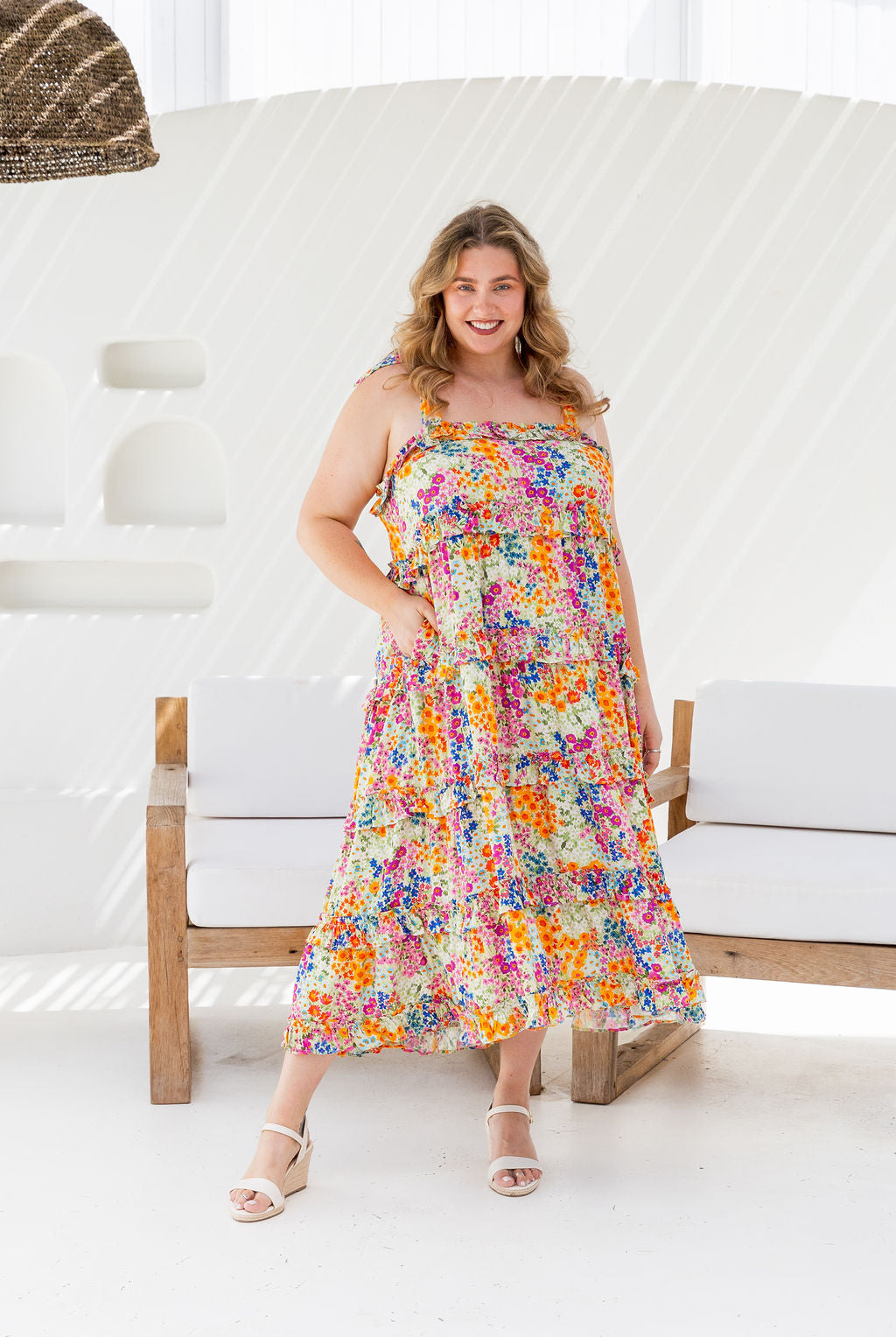 Talia Midi Dress in Flower Field