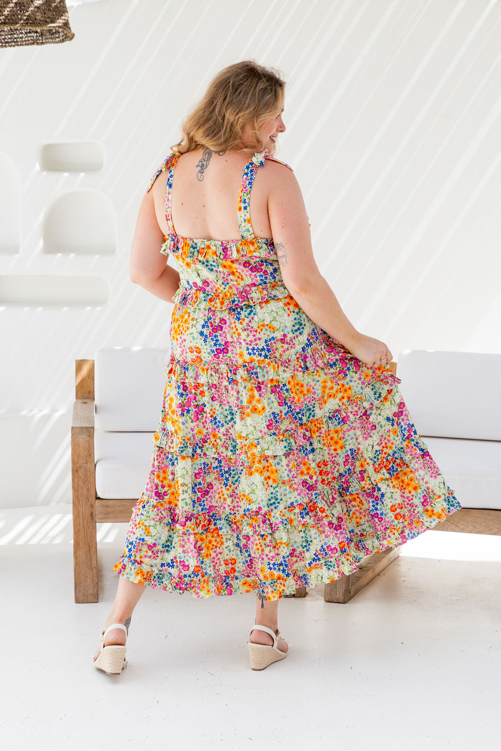 Talia Midi Dress in Flower Field