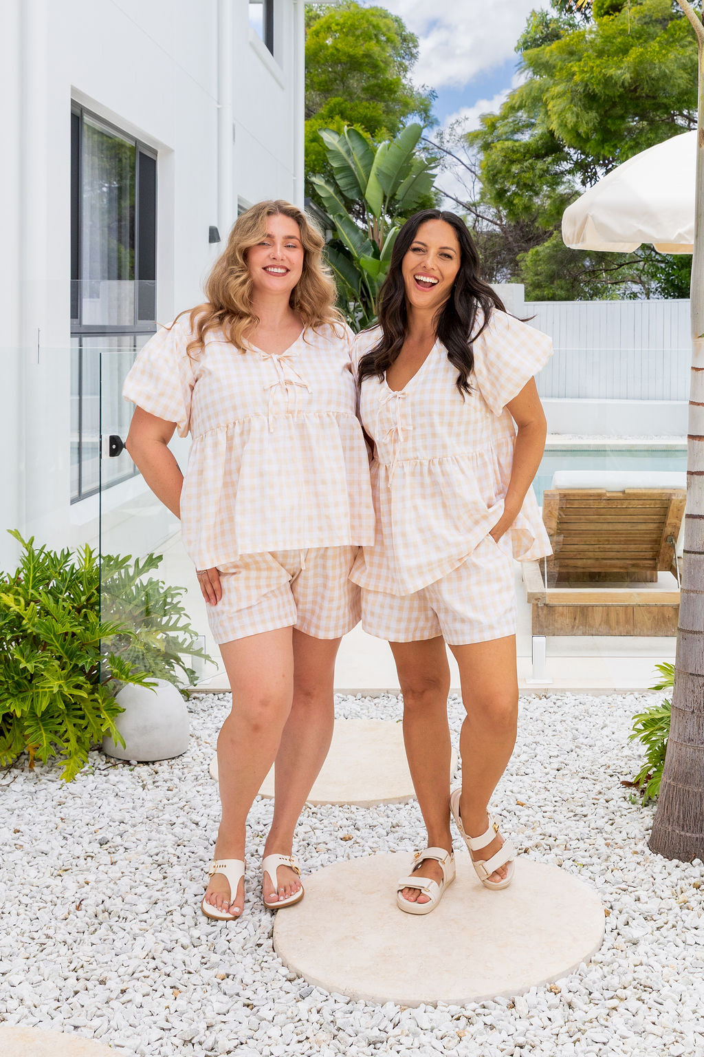 Birdie Top in Peach Gingham