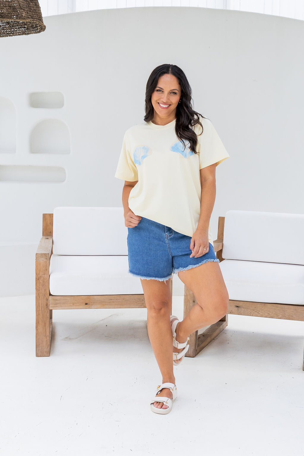 Ayla Denim Shorts in Mid Blue Wash