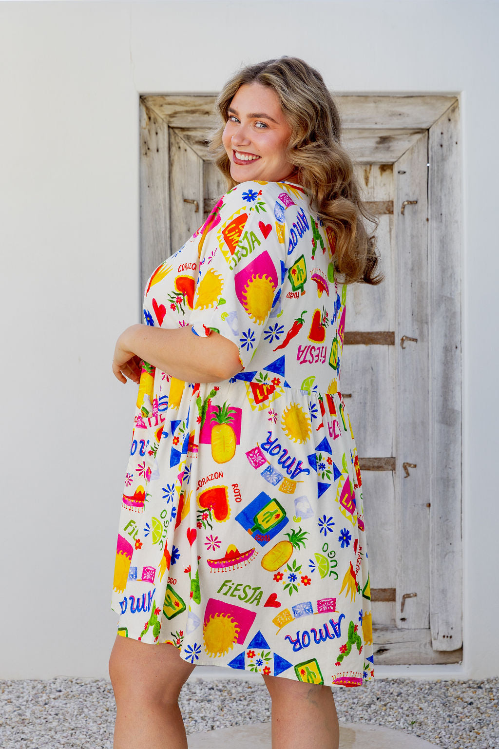Disco Linen Blend Dress in Corazon
