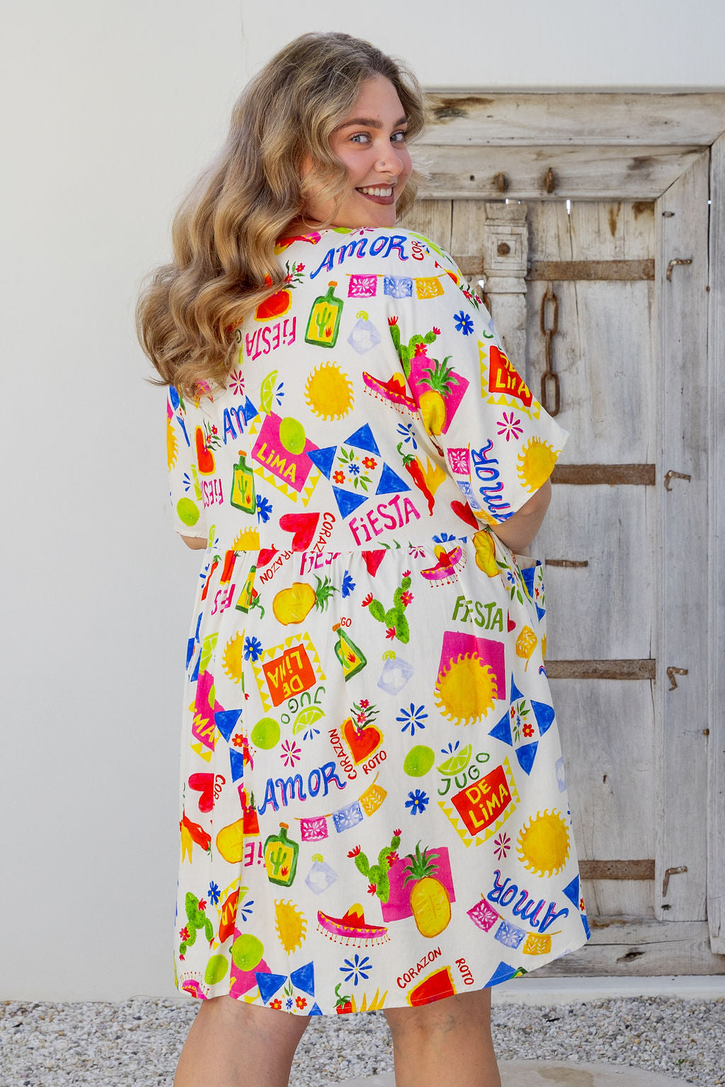 Disco Linen Blend Dress in Corazon