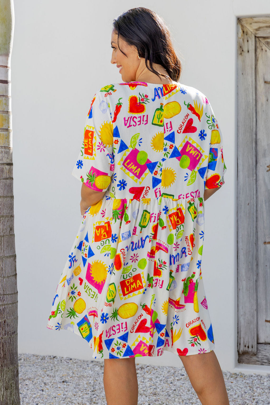 Disco Linen Blend Dress in Corazon