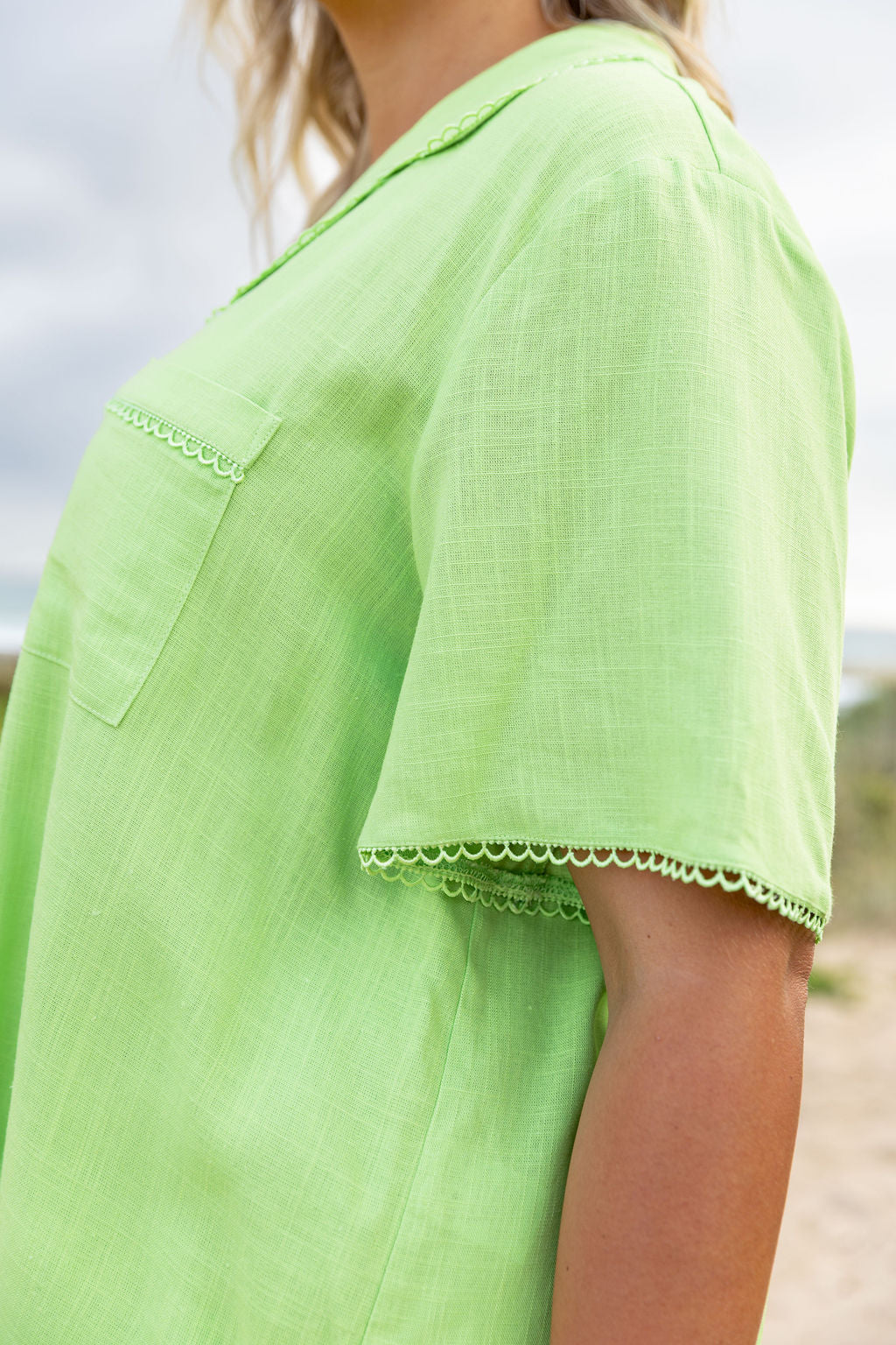Luella Linen Blend Shirt in Apple