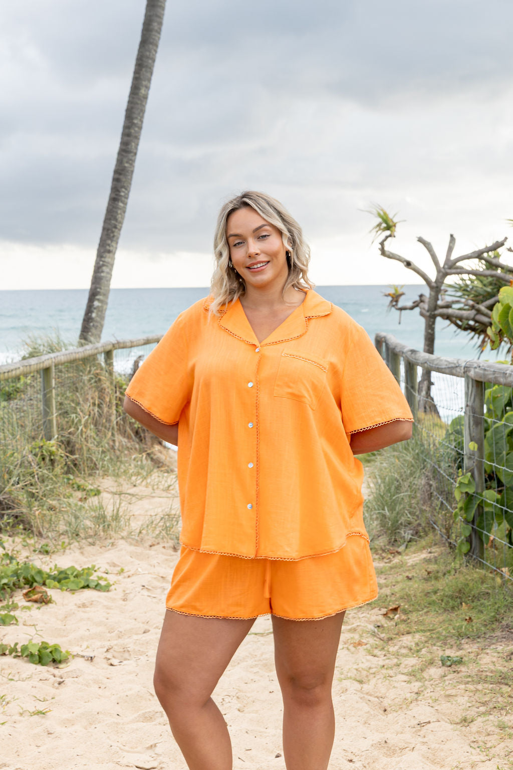 Luella Linen Blend Shirt in Orange