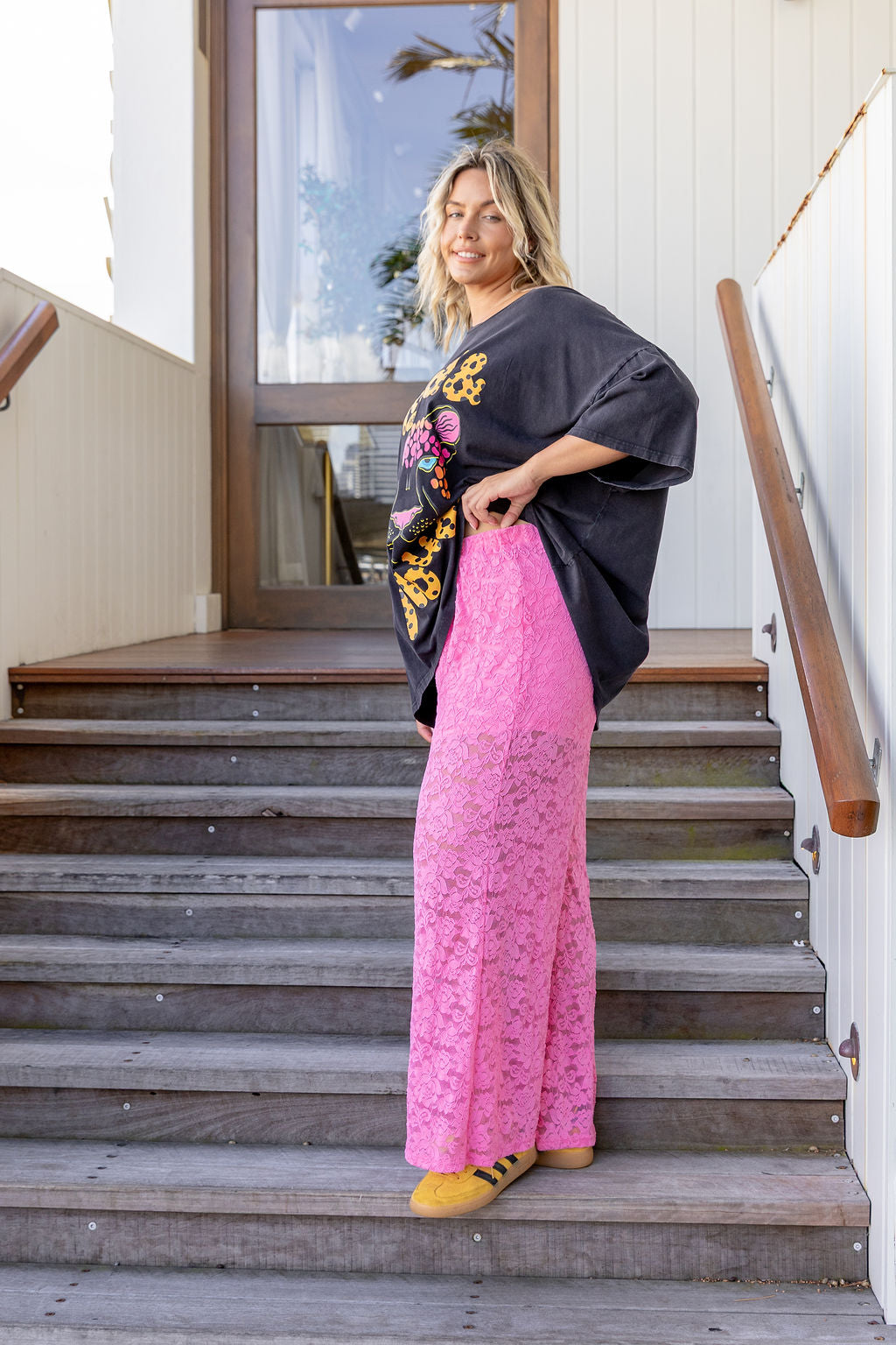 Honey Lace Pant in Pink