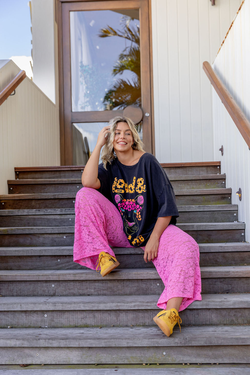 Honey Lace Pant in Pink