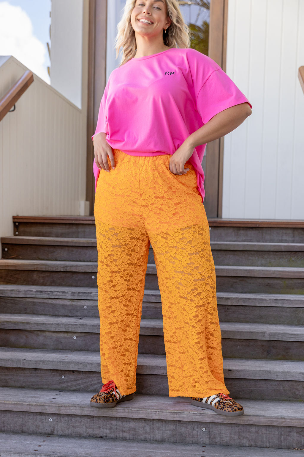 Honey Lace Pant in Orange