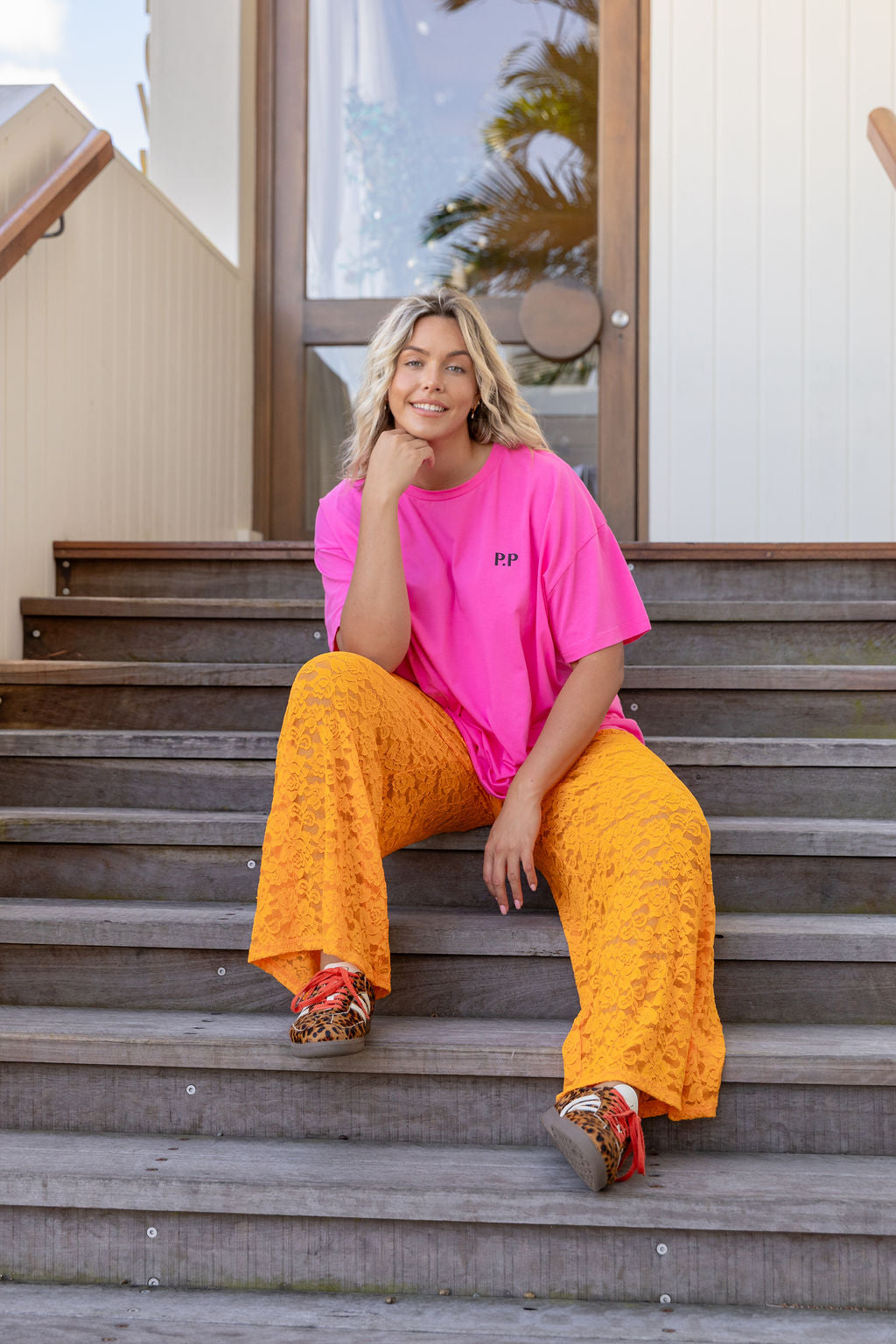 Honey Lace Pant in Orange