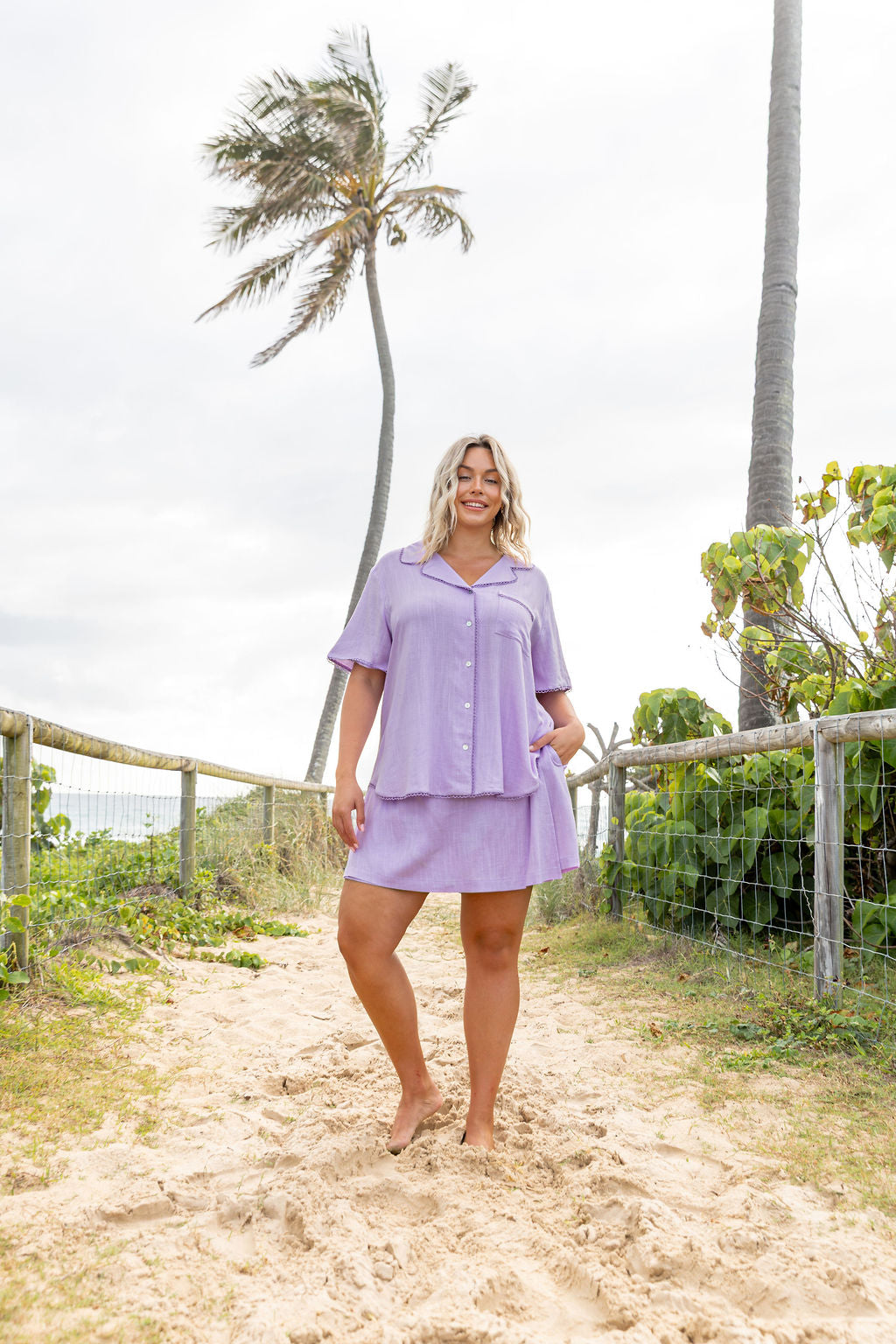 Luella Linen Blend Shirt in Violet