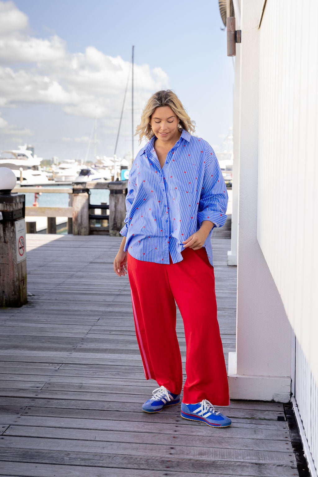 Lula Oversized Shirt in Stripes and Hearts