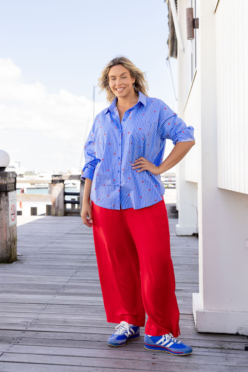 Lula Oversized Shirt in Stripes and Hearts