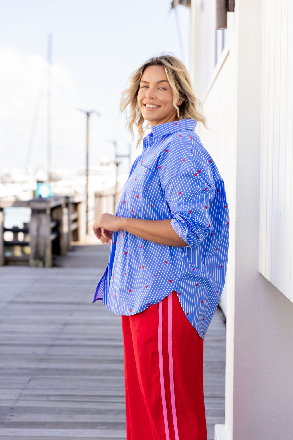 Lula Oversized Shirt in Stripes and Hearts