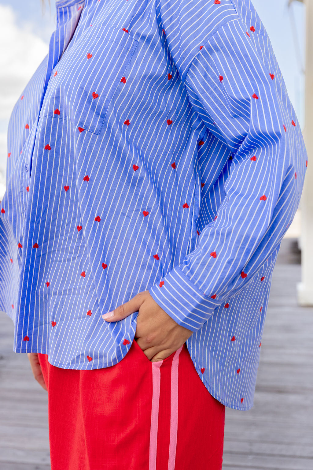 Lula Oversized Shirt in Stripes and Hearts