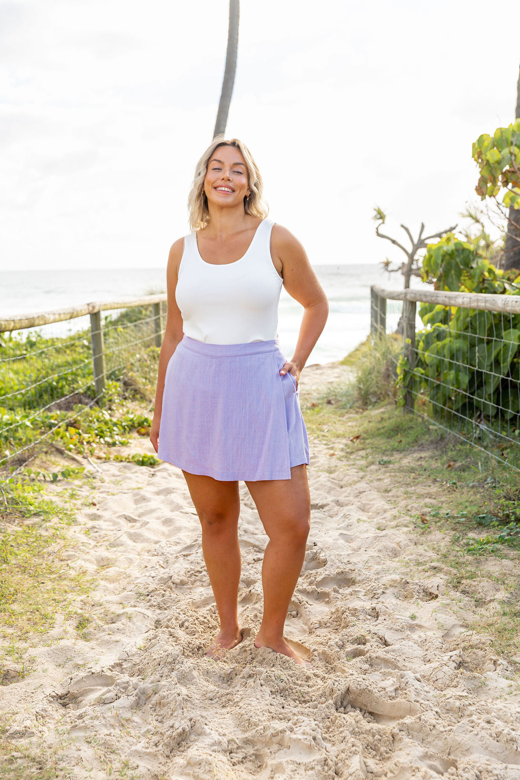 Samara Linen Blend Skort in Violet