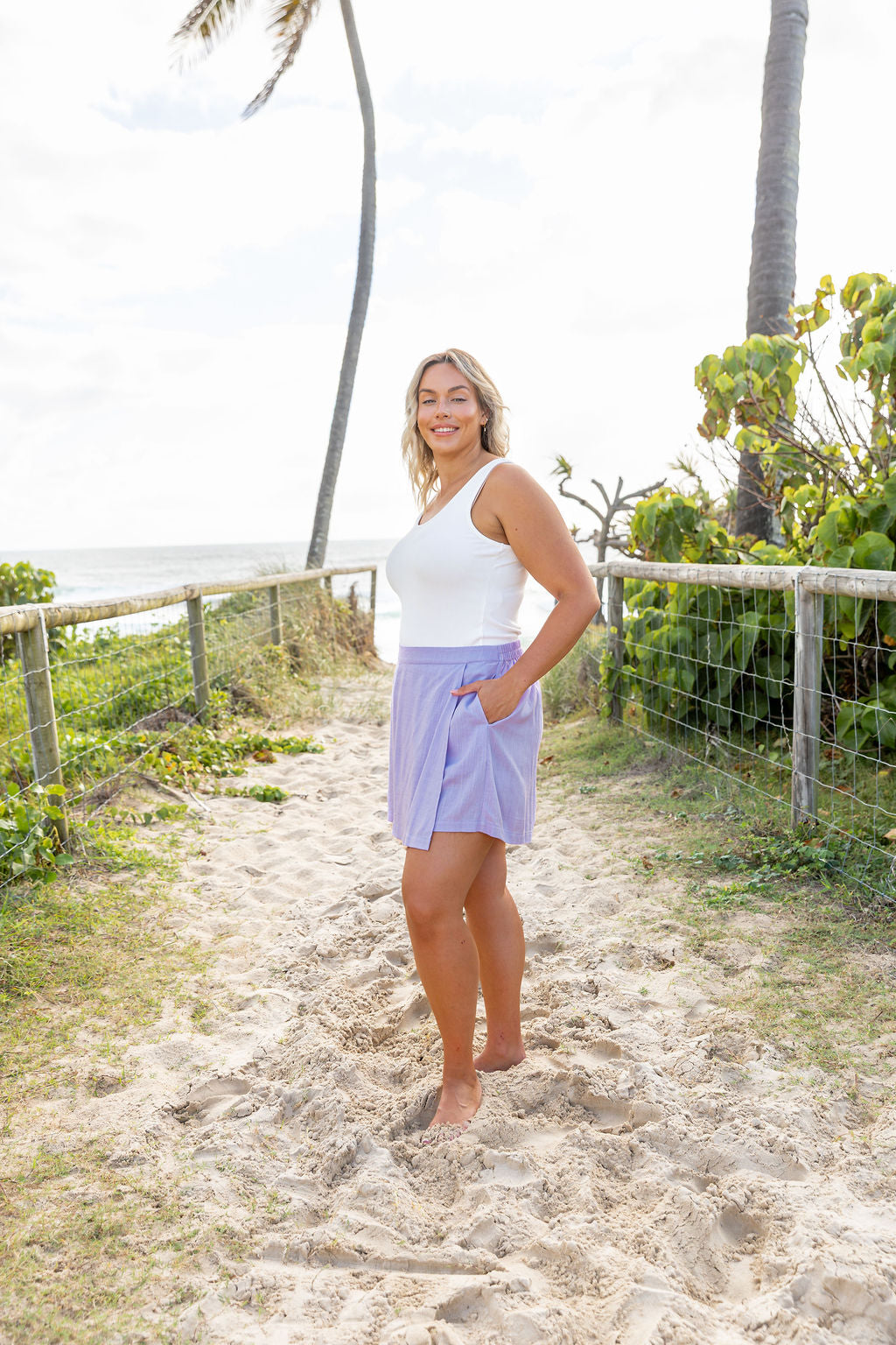 Samara Linen Blend Skort in Violet
