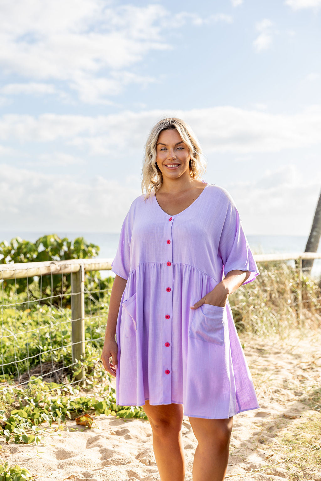 Disco Linen Blend Dress in Violet