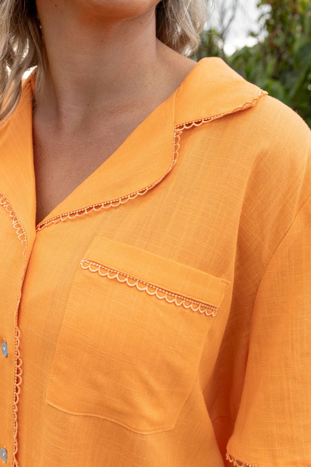 Luella Linen Blend Shirt in Orange