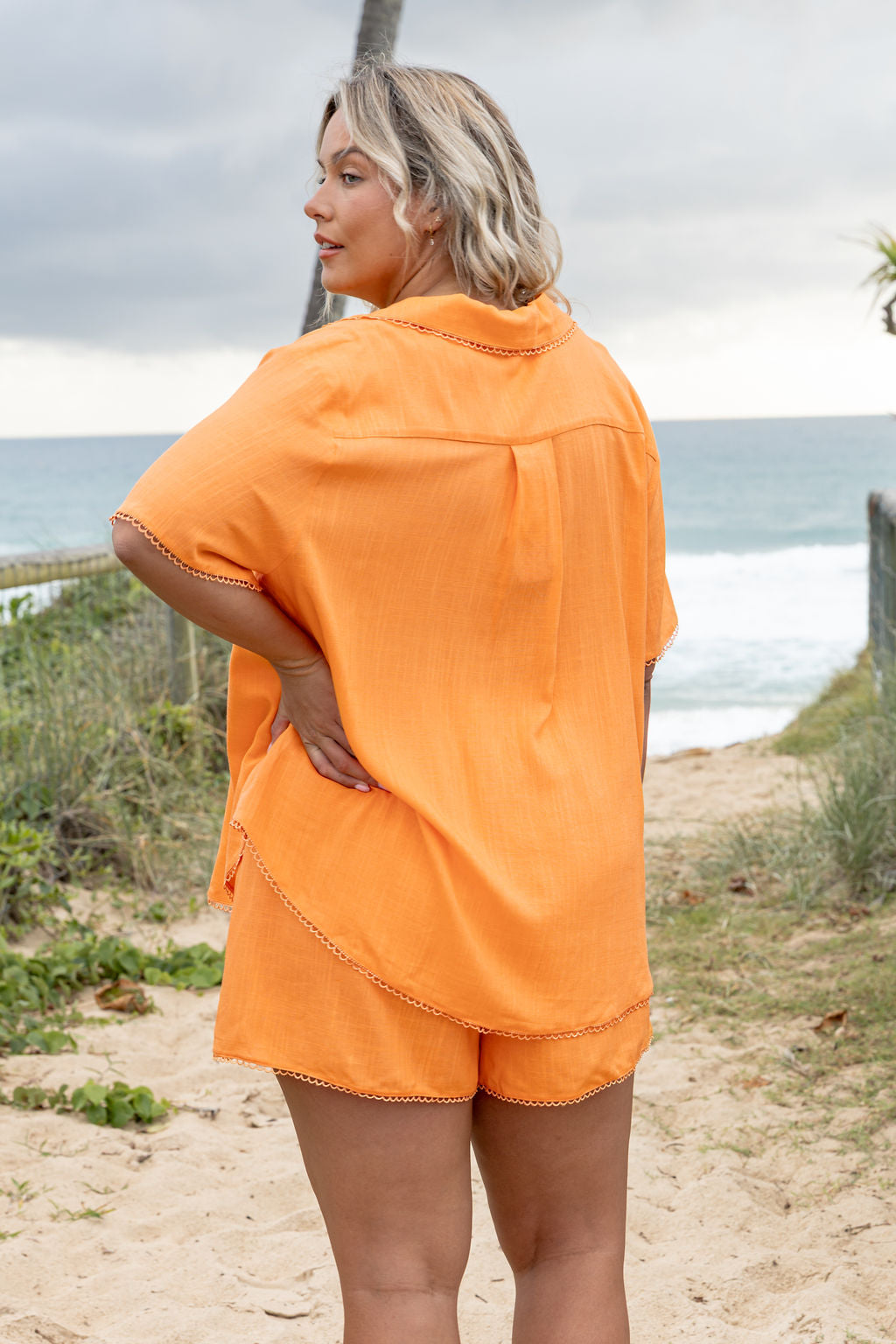Luella Linen Blend Shirt in Orange