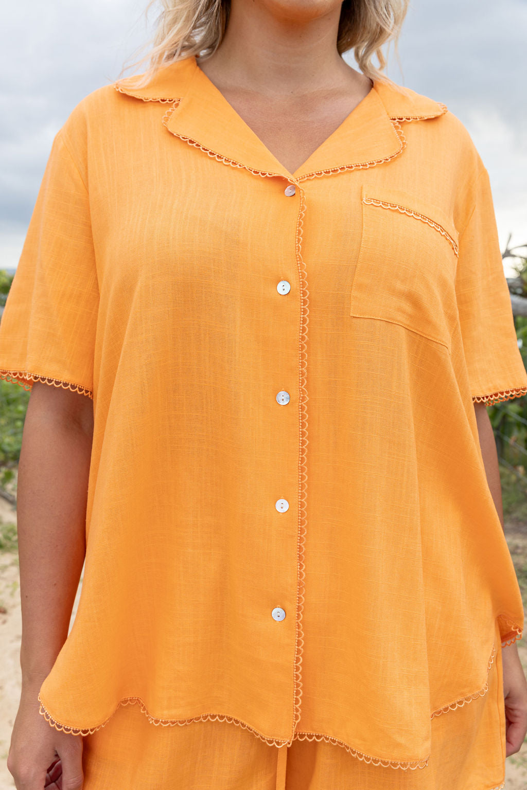 Luella Linen Blend Shirt in Orange