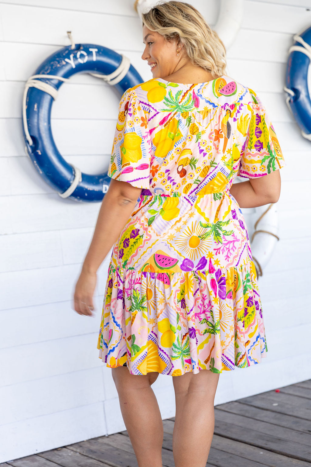 Esmae Linen Blend Dress in Toucan Paradise