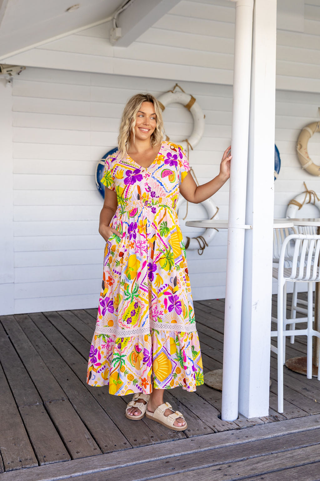 Louisa Linen Blend Maxi Dress in Toucan Paradise – Proud Poppy Clothing