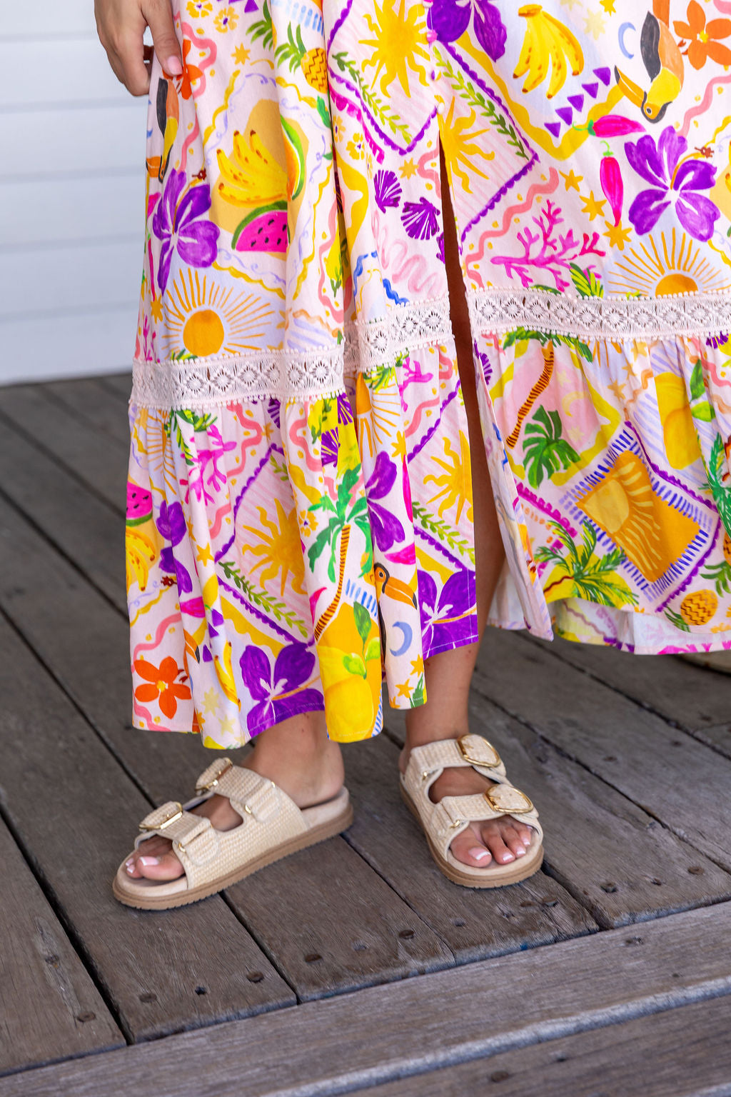 Louisa Linen Blend Maxi Dress in Toucan Paradise