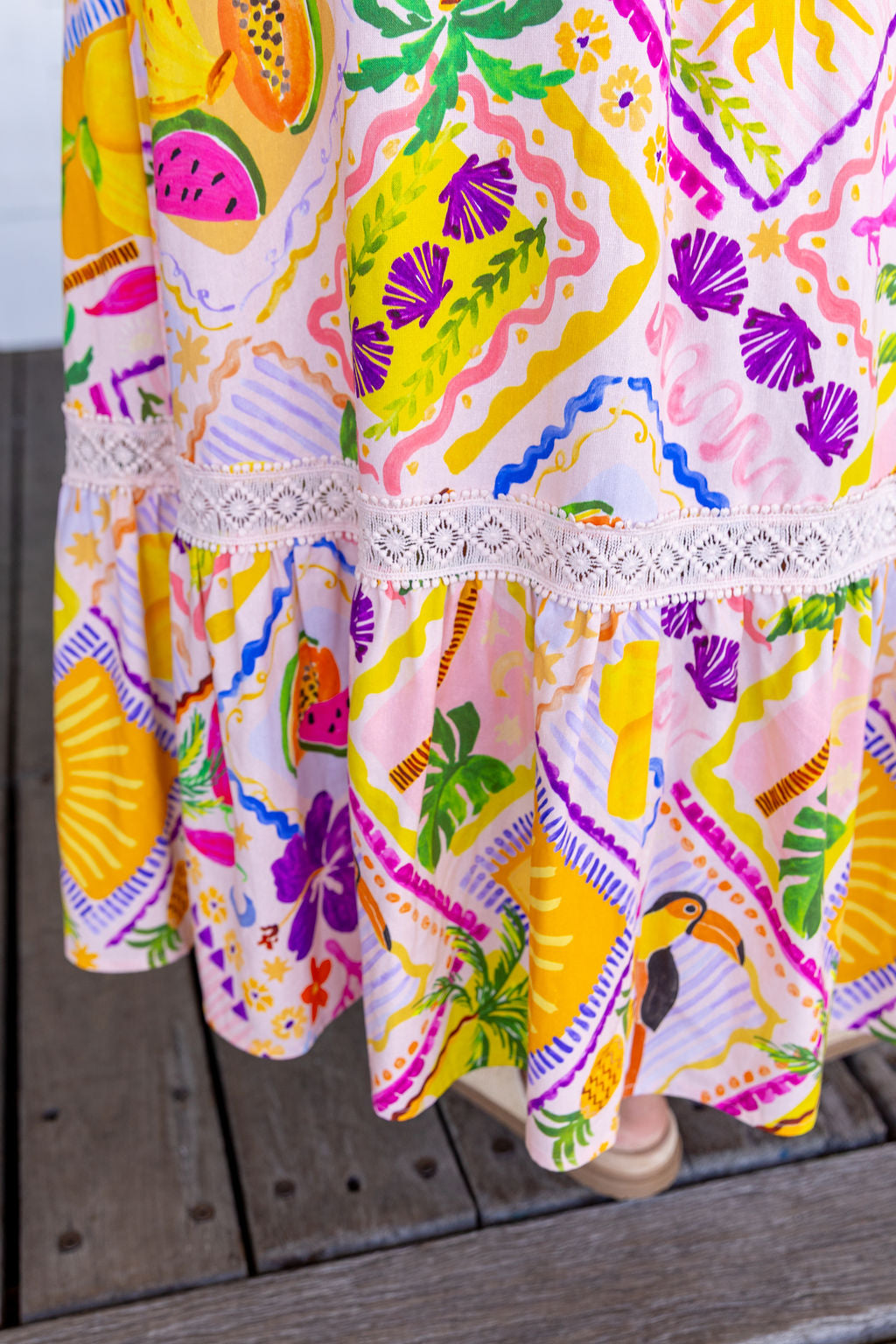 Louisa Linen Blend Maxi Dress in Toucan Paradise