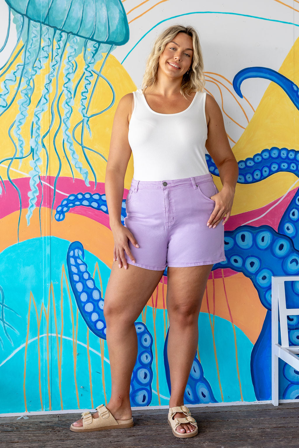 Lucas Denim Short in Lilac