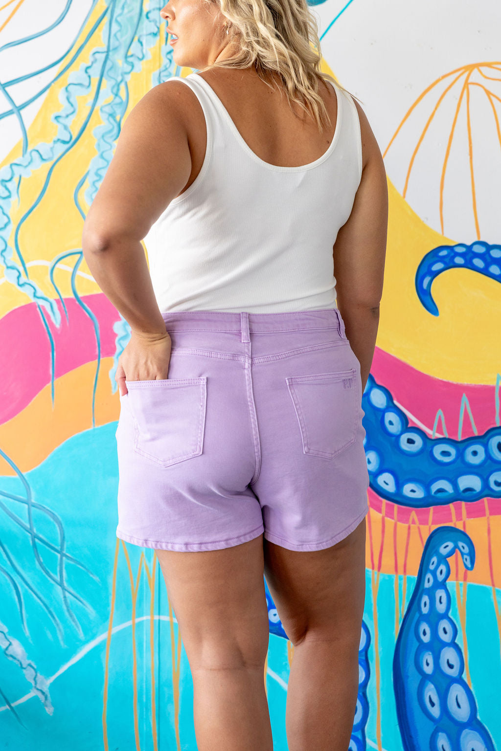 Lucas Denim Short in Lilac