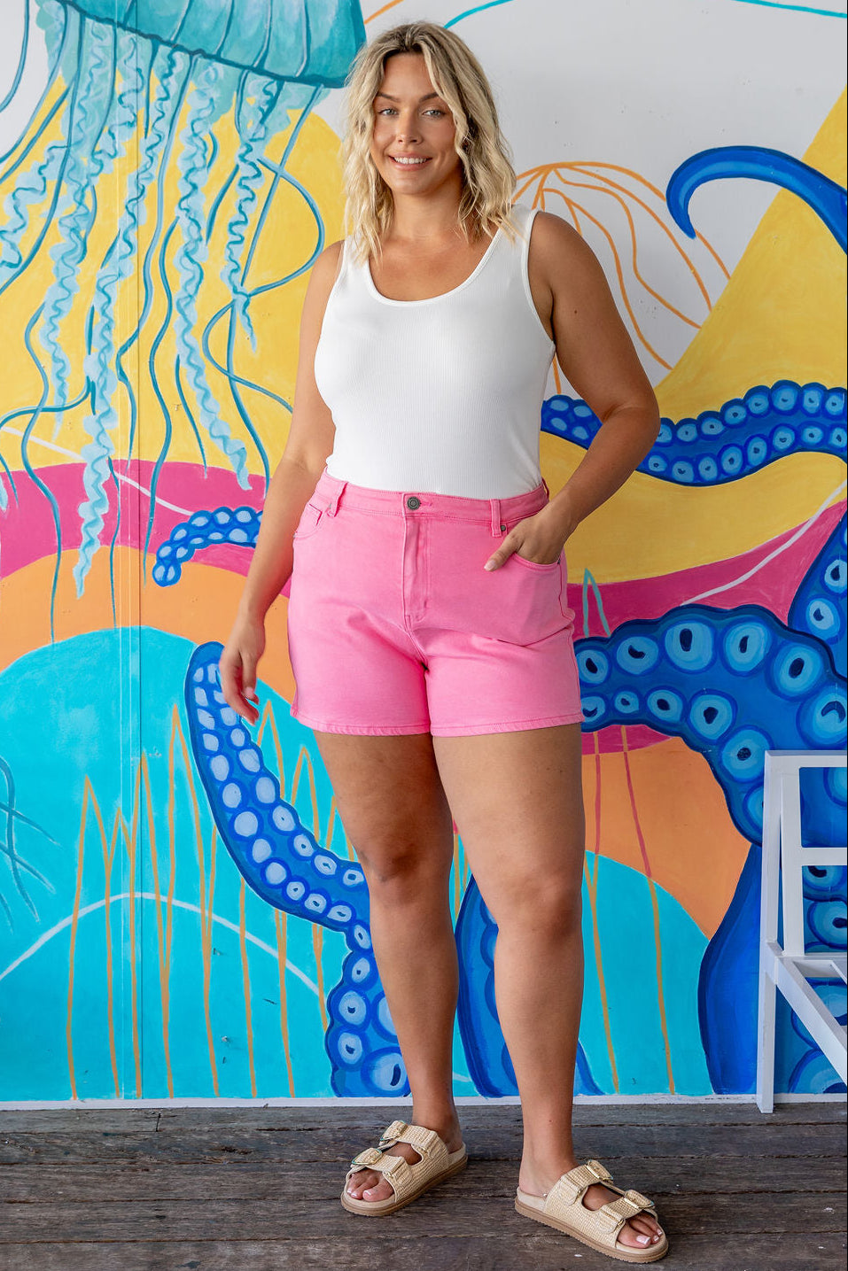 Lucas Denim Shorts in Pink