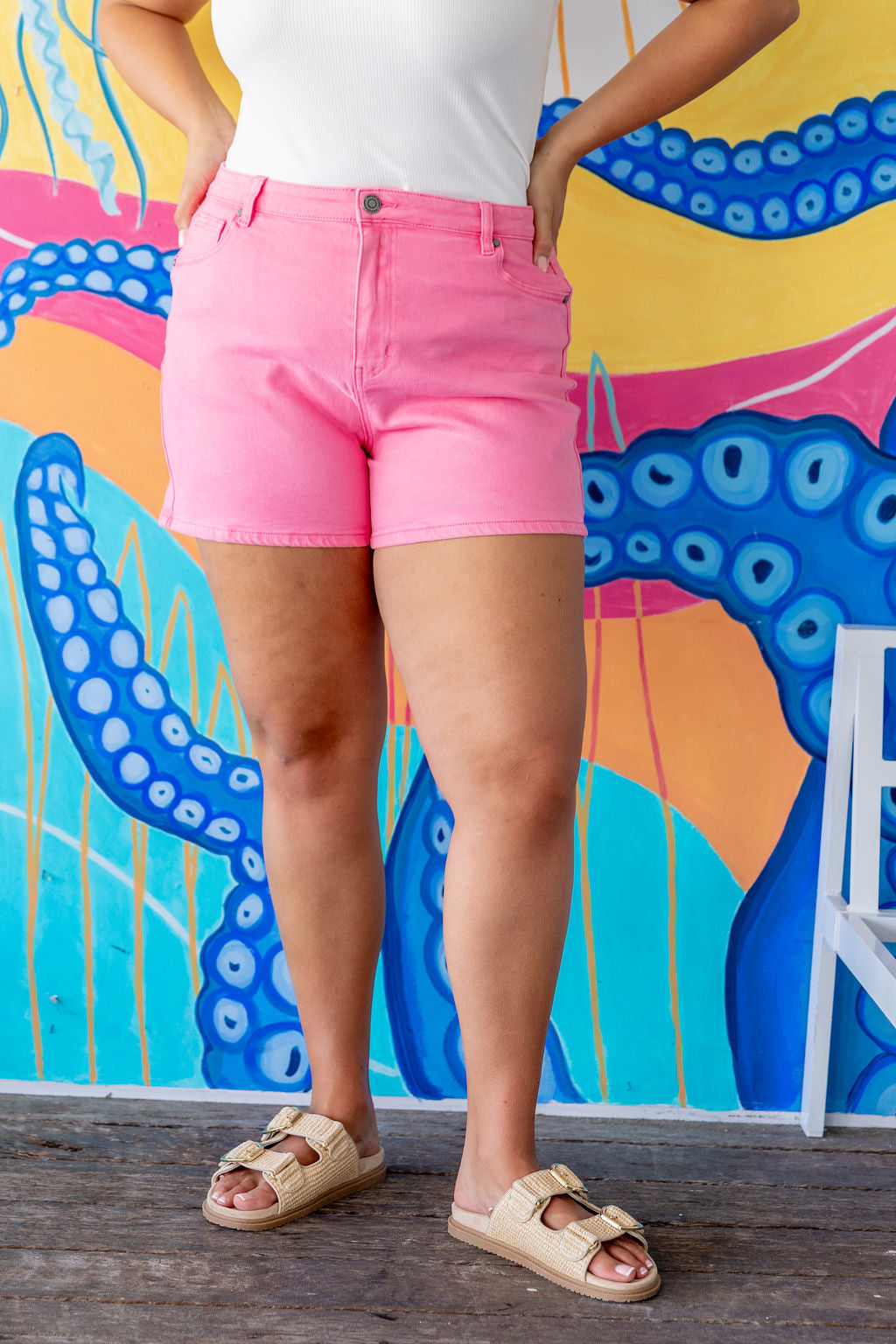 Lucas Denim Shorts in Pink