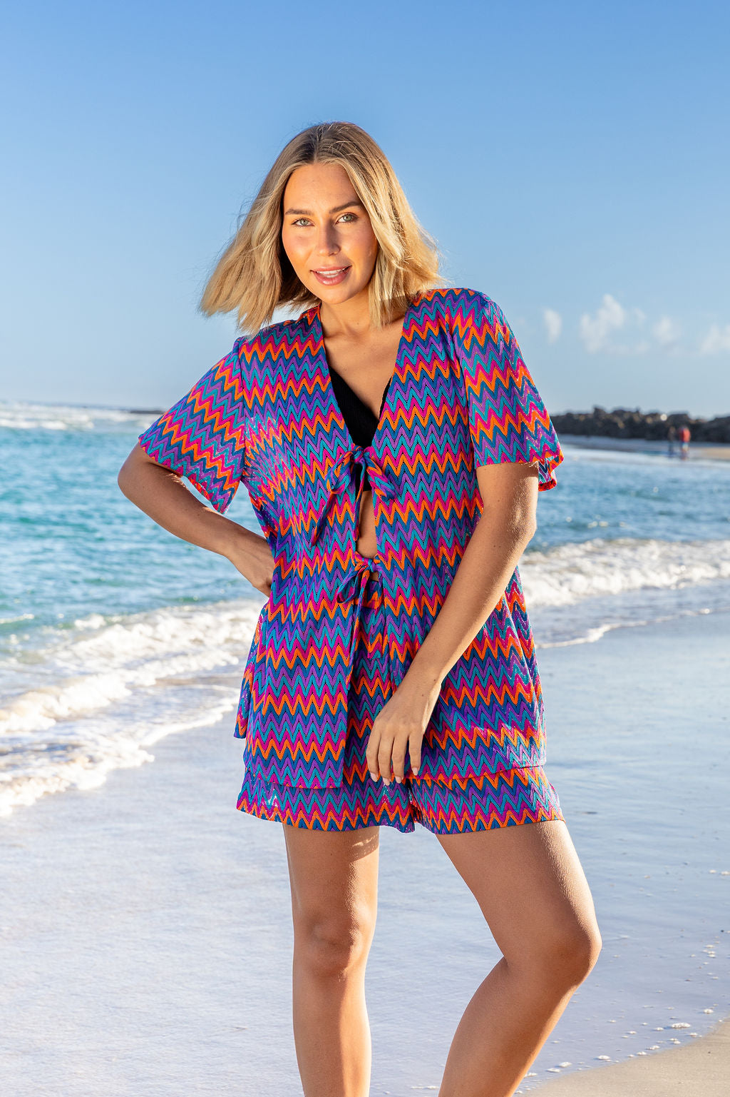 Indy Top in Chevron Rainbow