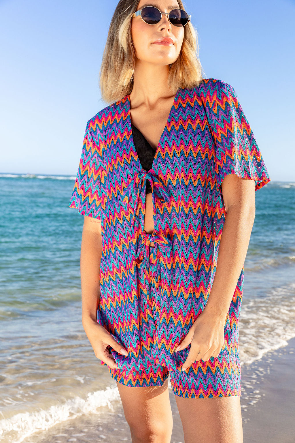 Indy Top in Chevron Rainbow