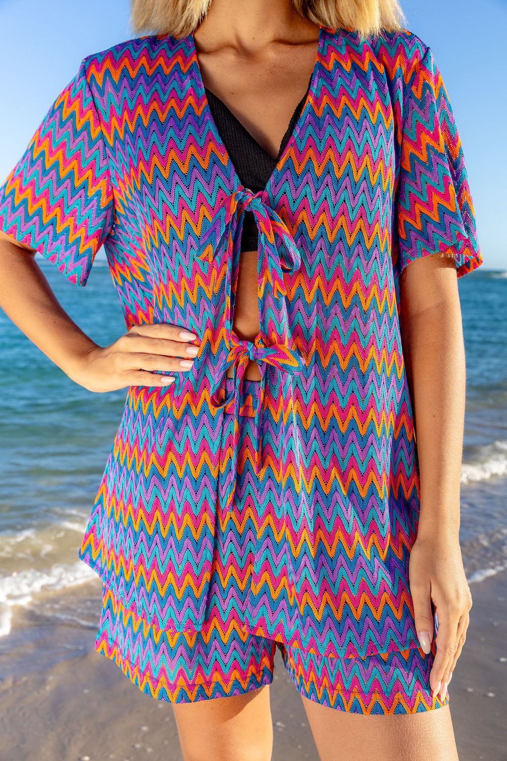 Indy Top in Chevron Rainbow