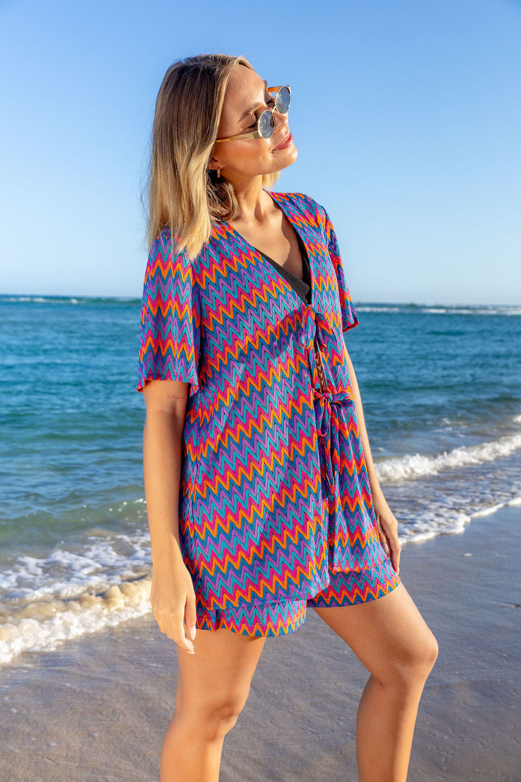 Indy Top in Chevron Rainbow