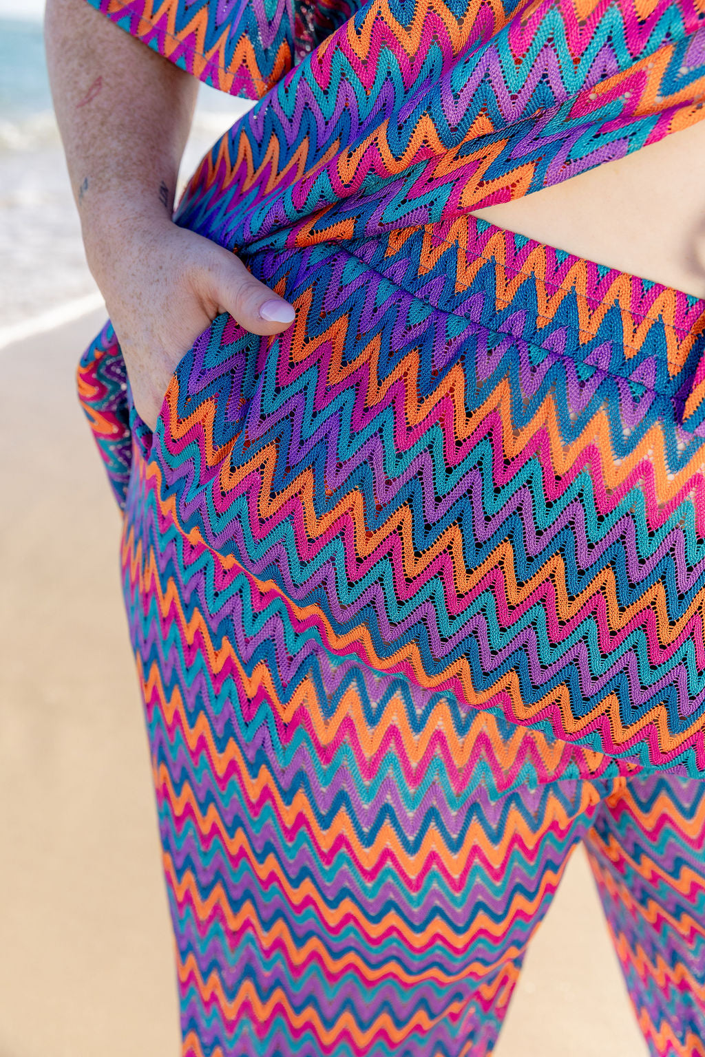 June Pant in Chevron Rainbow