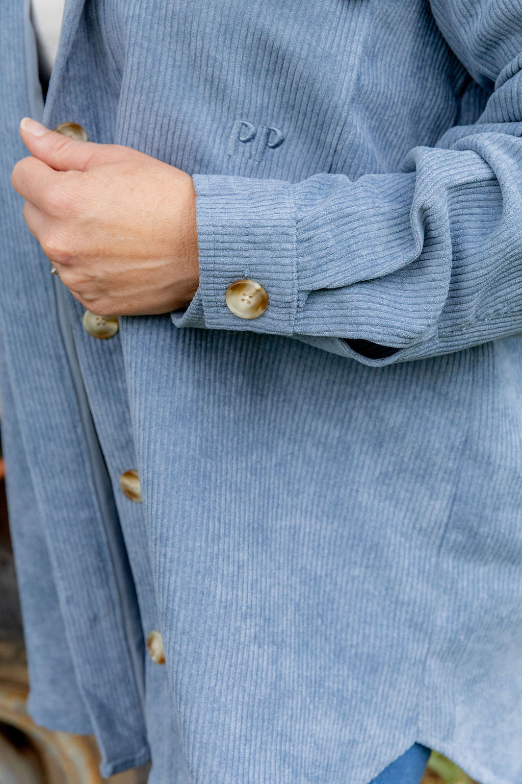 Elsia Cord Shacket in Denim Blue