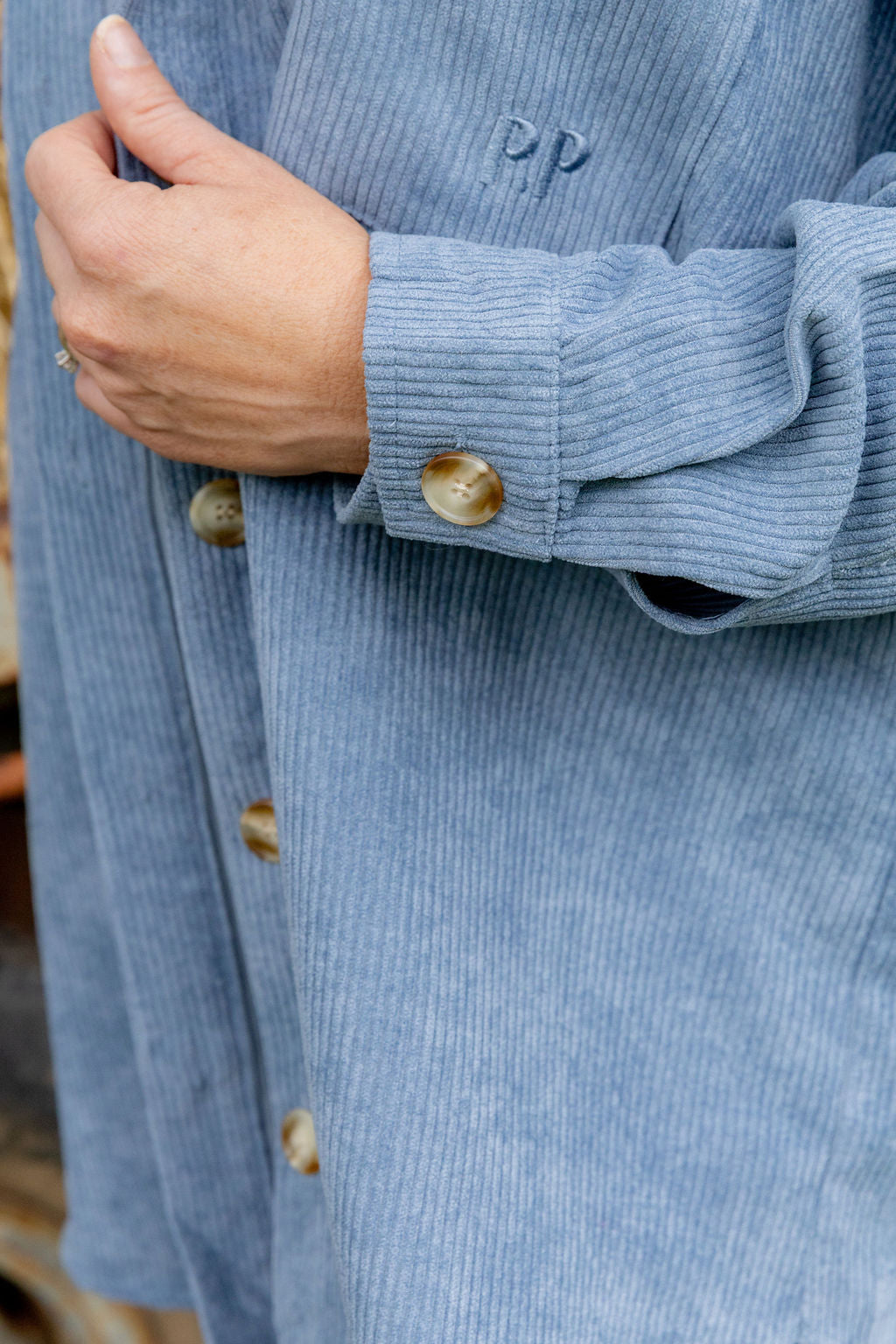 Elsia Cord Shacket in Denim Blue