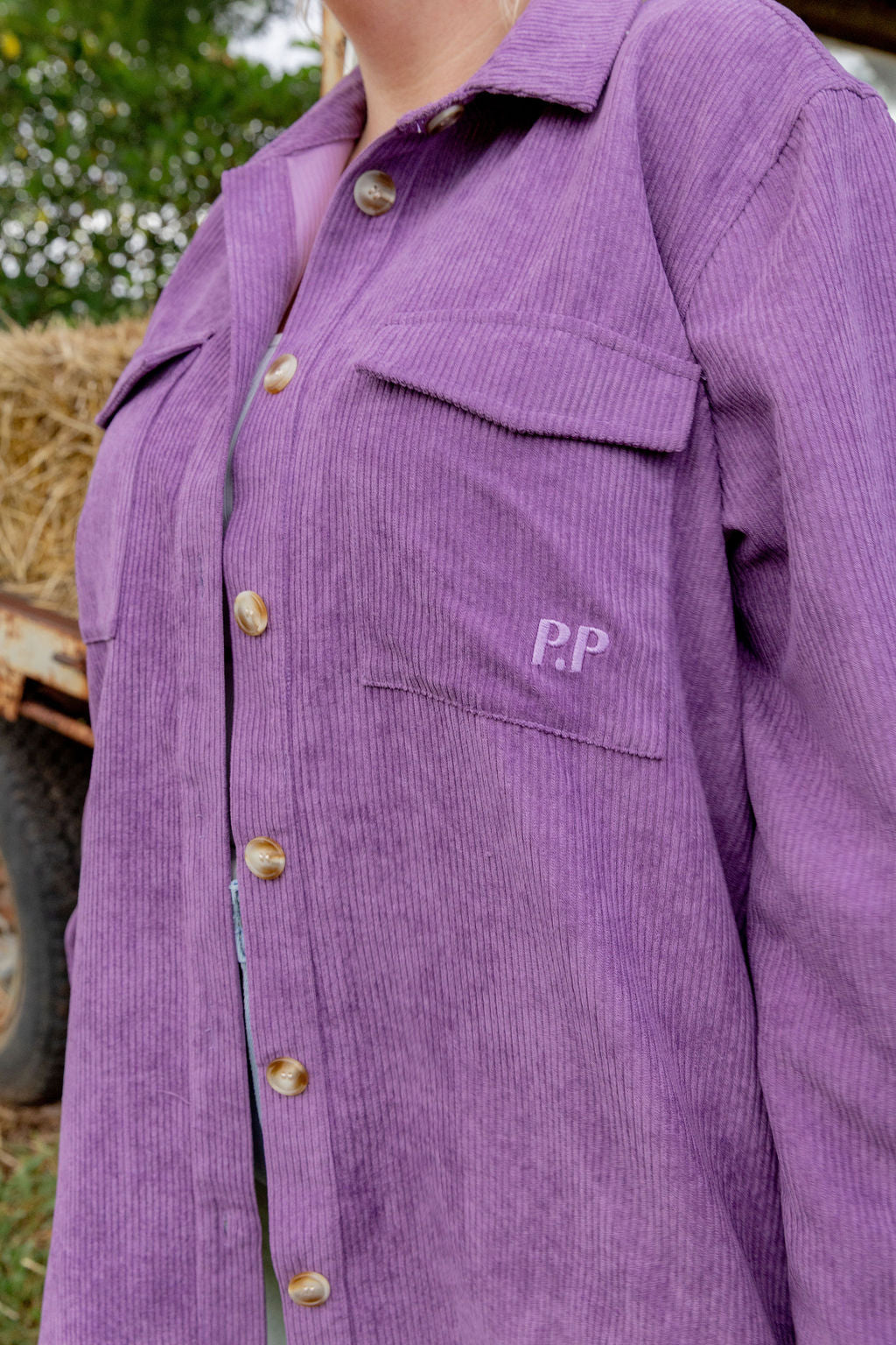 Elsia Cord Shacket in Dusty Purple