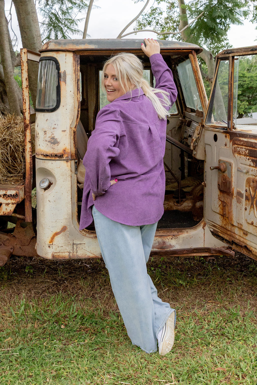 Elsia Cord Shacket in Dusty Purple