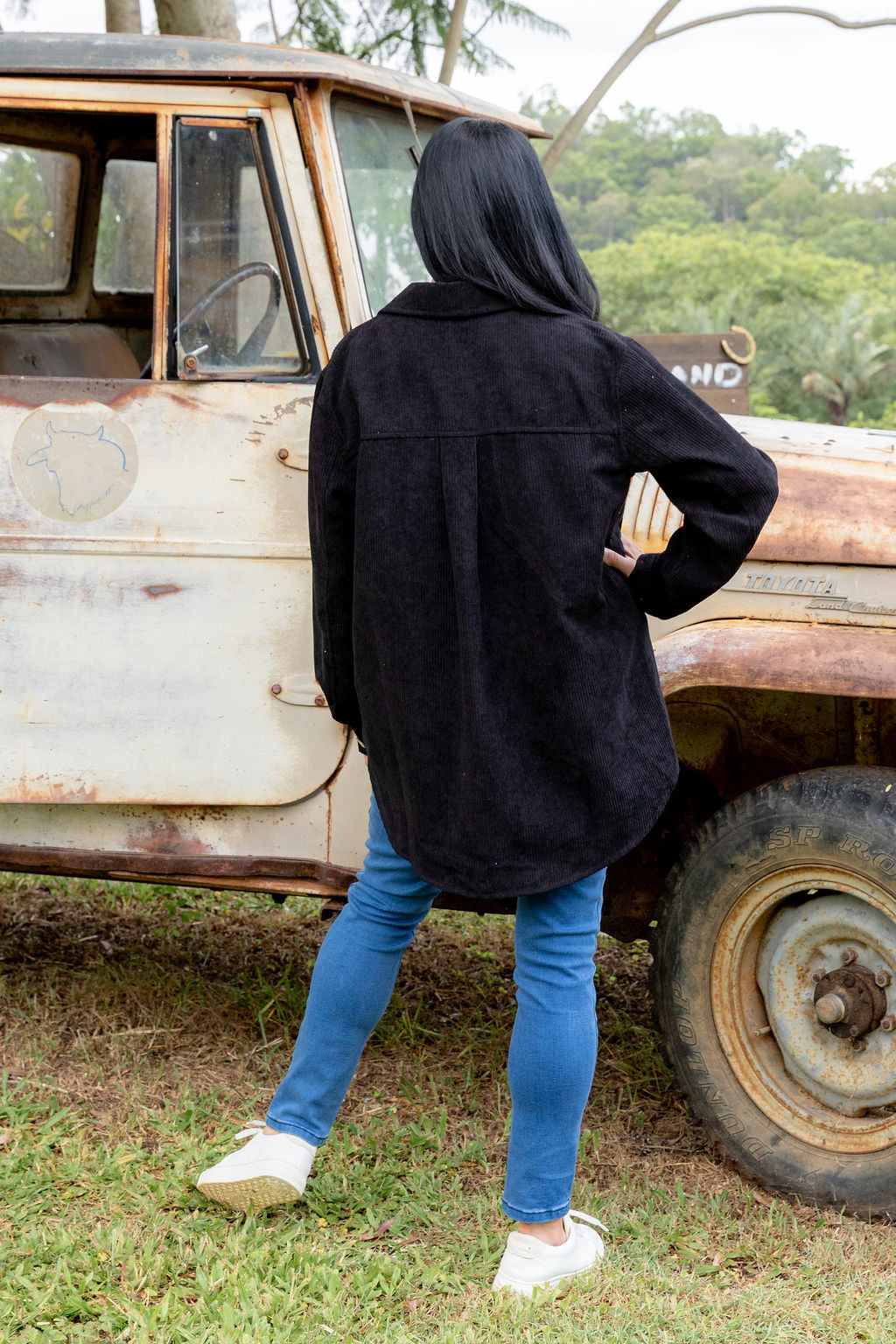Elsia Cord Shacket in Black
