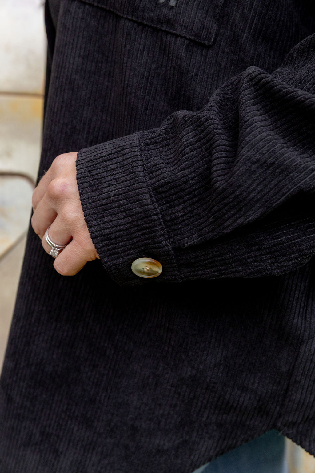 Elsia Cord Shacket in Black