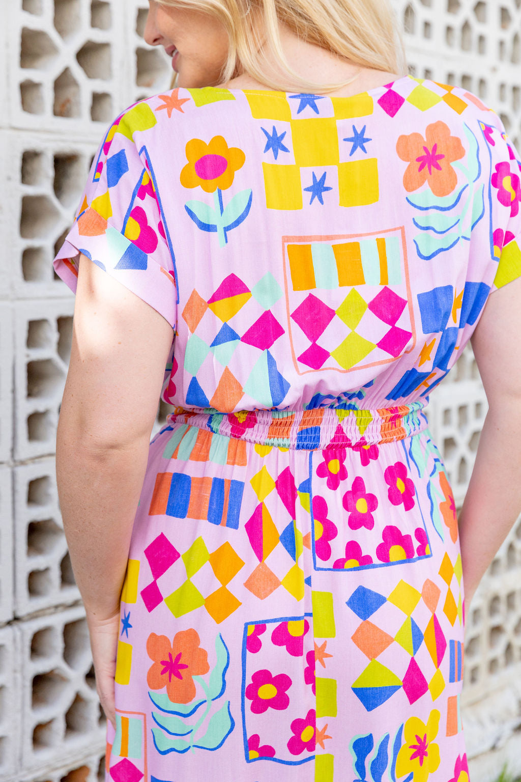 Millie Midi Dress in Checkerboard Petals