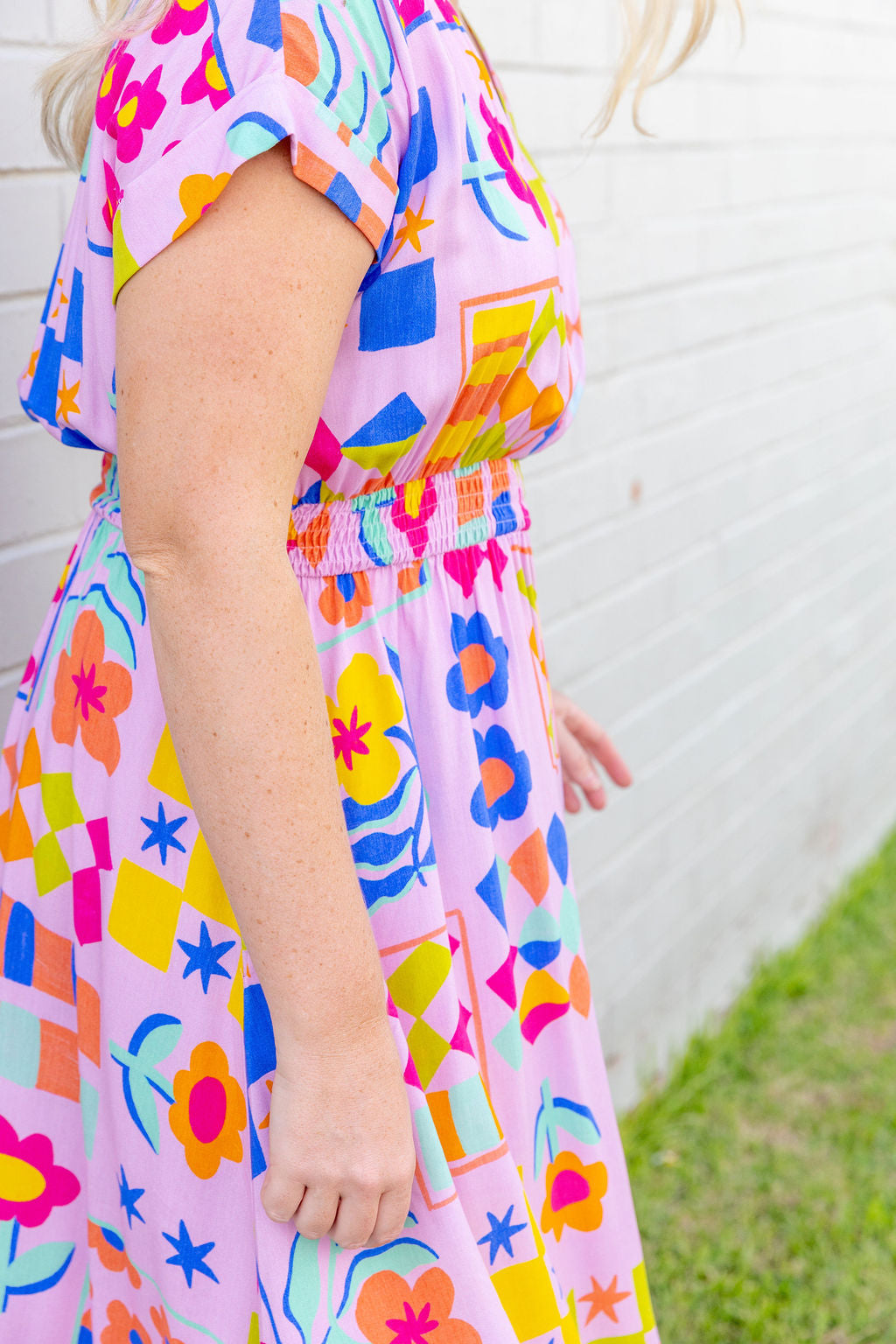 Millie Midi Dress in Checkerboard Petals