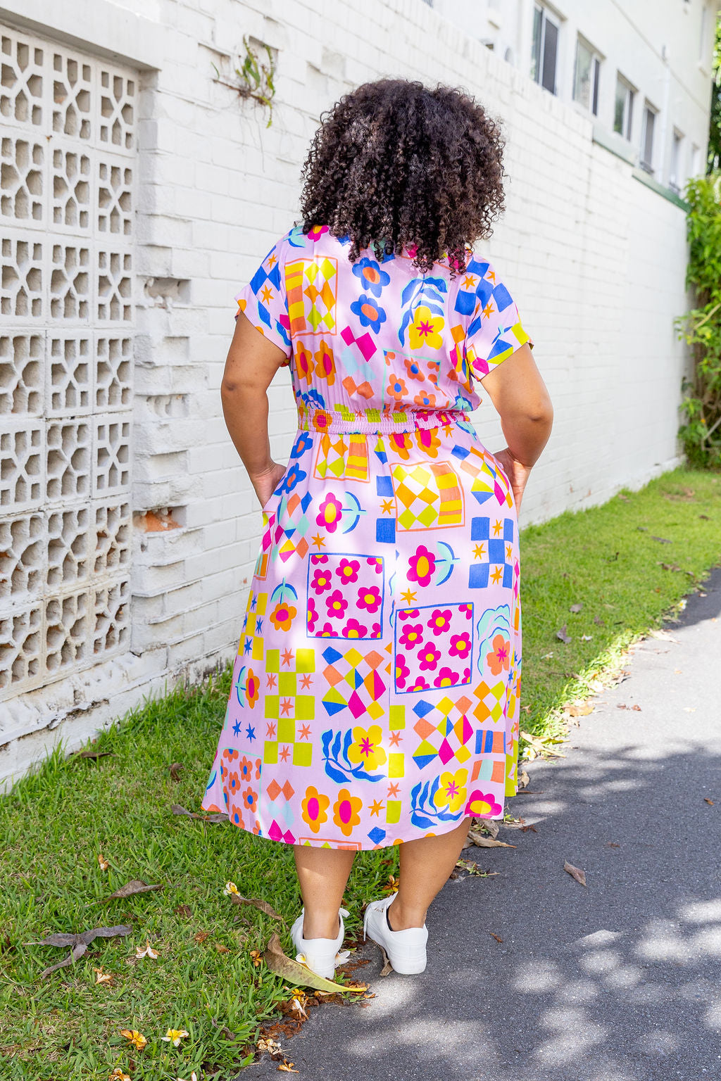 checkerboard midi dress Millie Midi Dress in Checkerboard Petals