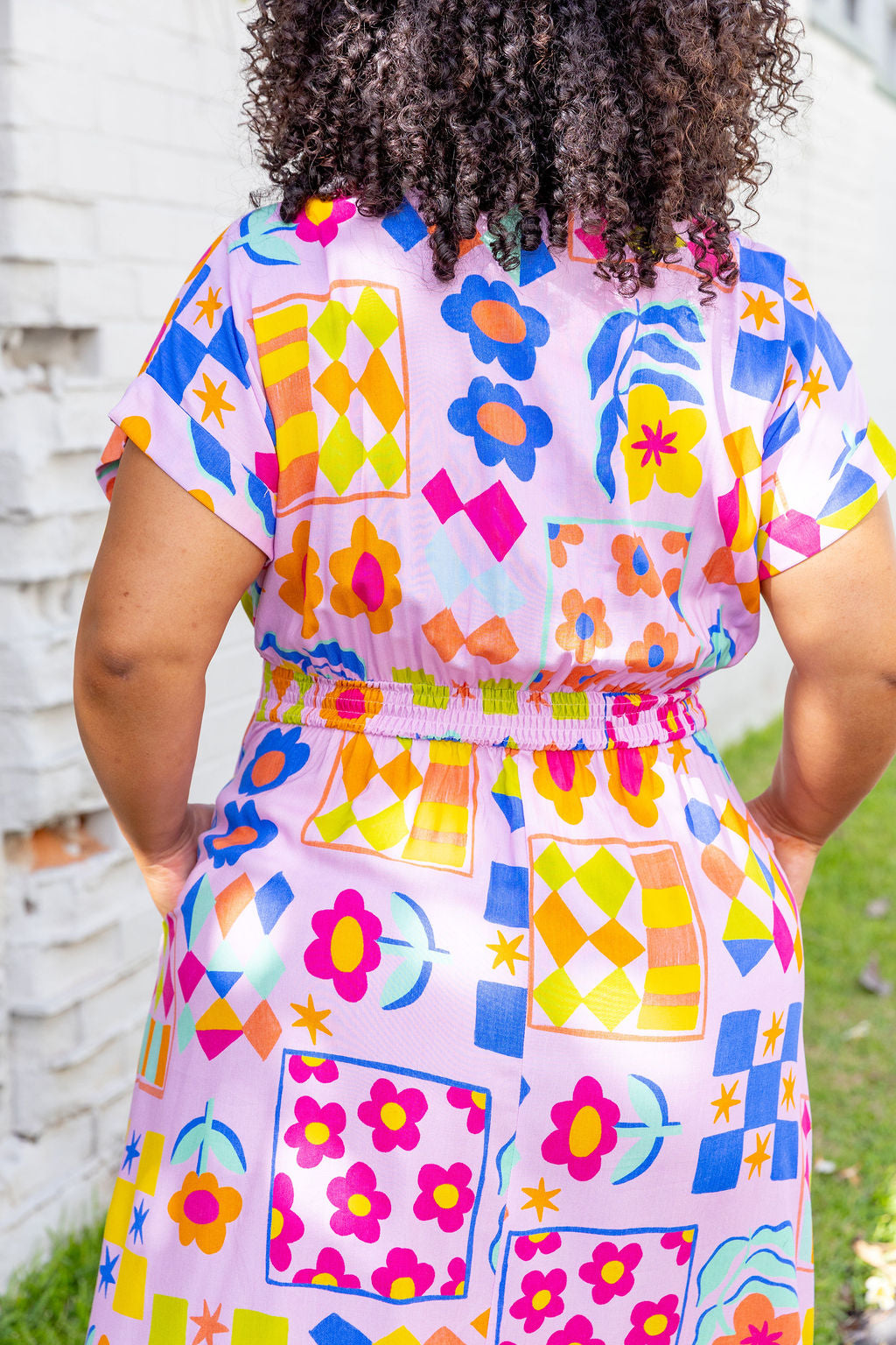 Millie Midi Dress in Checkerboard Petals