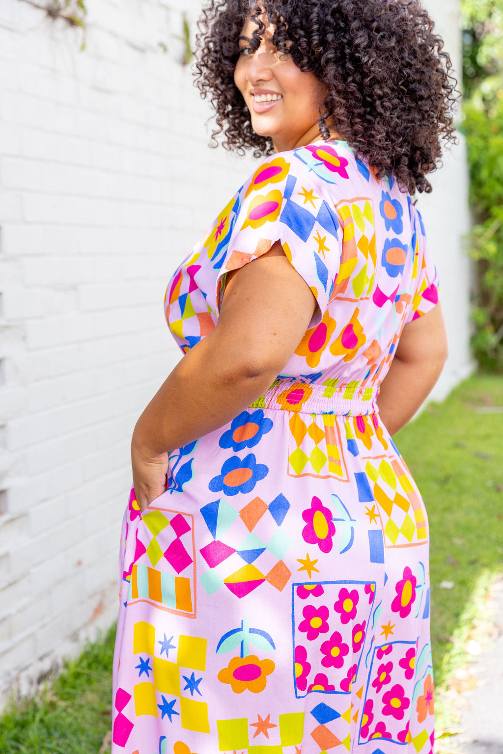 checkerboard midi dress Millie Midi Dress in Checkerboard Petals