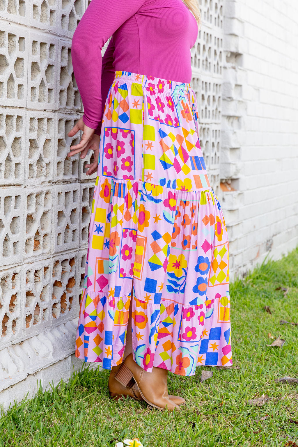 Carrie Skirt in Checkerboard Petals