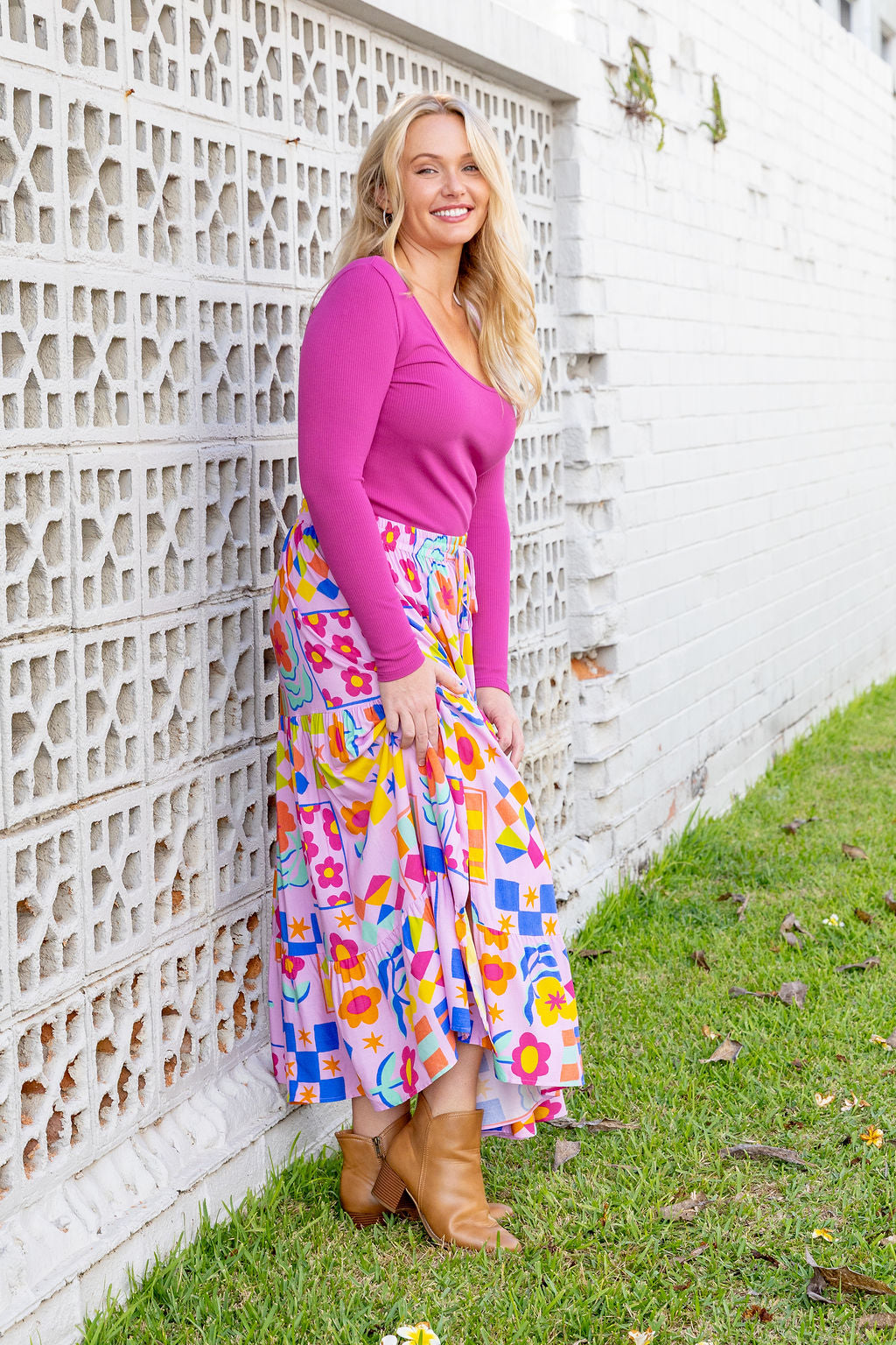 Carrie Skirt in Checkerboard Petals